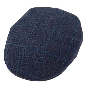 Casquette portugaise en tweed bleu