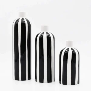 Vase rayé "Costa Nova" - Noir
